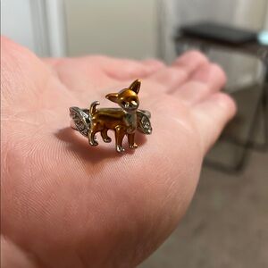 Charming Silver and Gold Chihuahua Ring